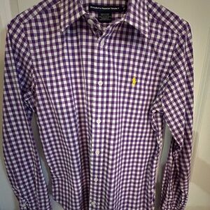 Ralph Lauren Sport Women’s Purple and White Cotton Plaid Button Up Shirt